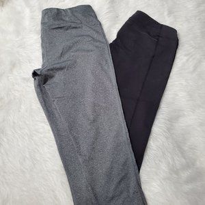 REEBOK Gray & Black Workout Capri Leggings Bundle, L